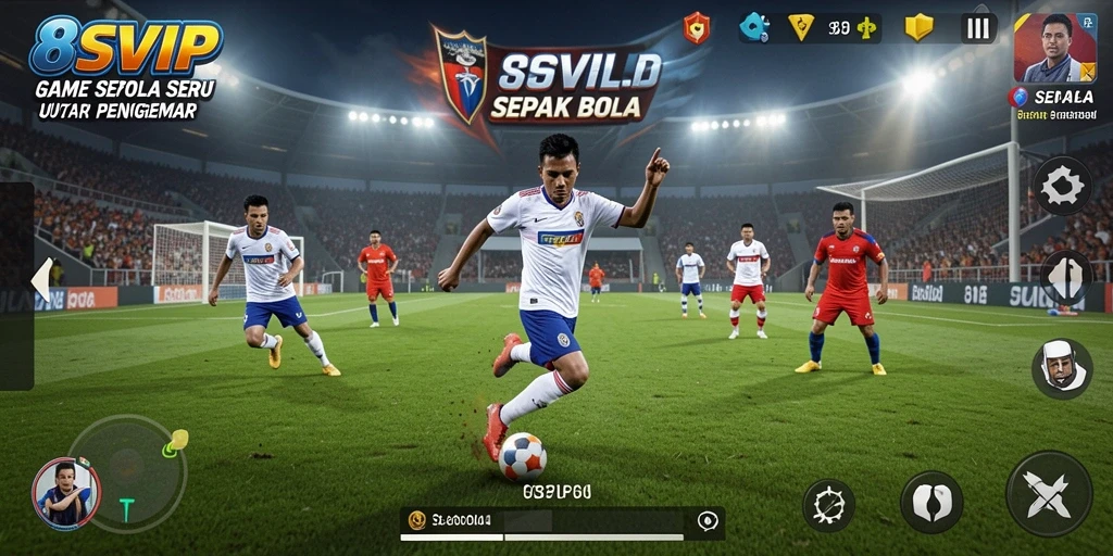 Screenshot 8SVIP menampilkan pertandingan sepak bola yang mendebarkan.
