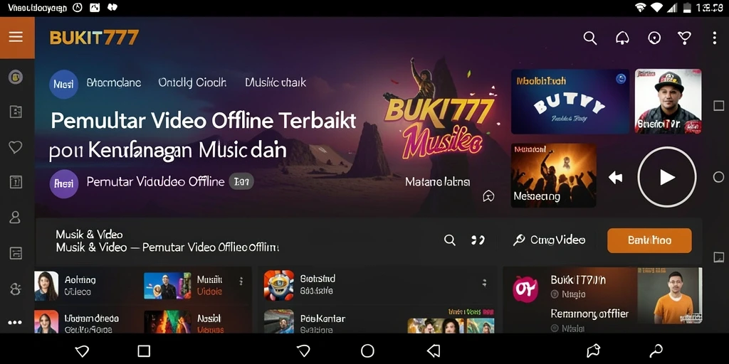 Antarmuka BUKIT777 yang bersih dan fungsional untuk Pemutar Video Offline.