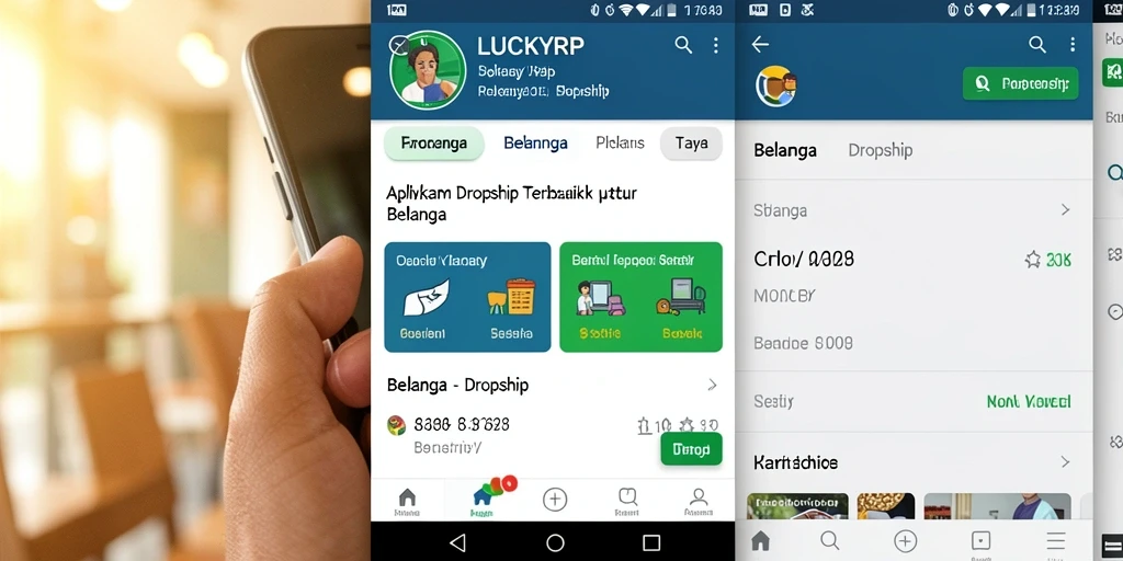 Antarmuka aplikasi LUCKYRP yang memudahkan pengguna dalam berbelanja Dropship.
