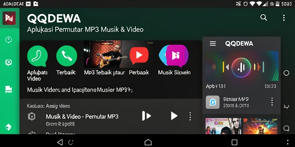 Tampilan antarmuka QQDEWA yang stylish dan mudah digunakan untuk Pemutar MP3.
