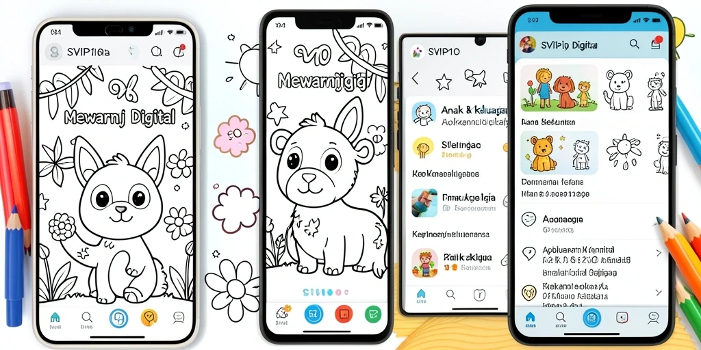 Antarmuka SVIP10 yang ceria dan ramah anak untuk Mewarnai Digital.