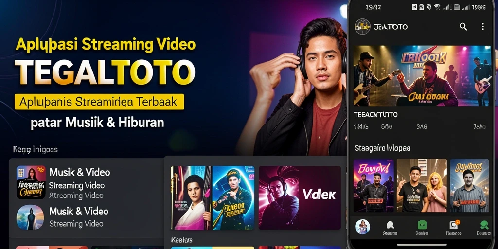 Antarmuka aplikasi TEGALTOTO yang jelas untuk streaming video musik.