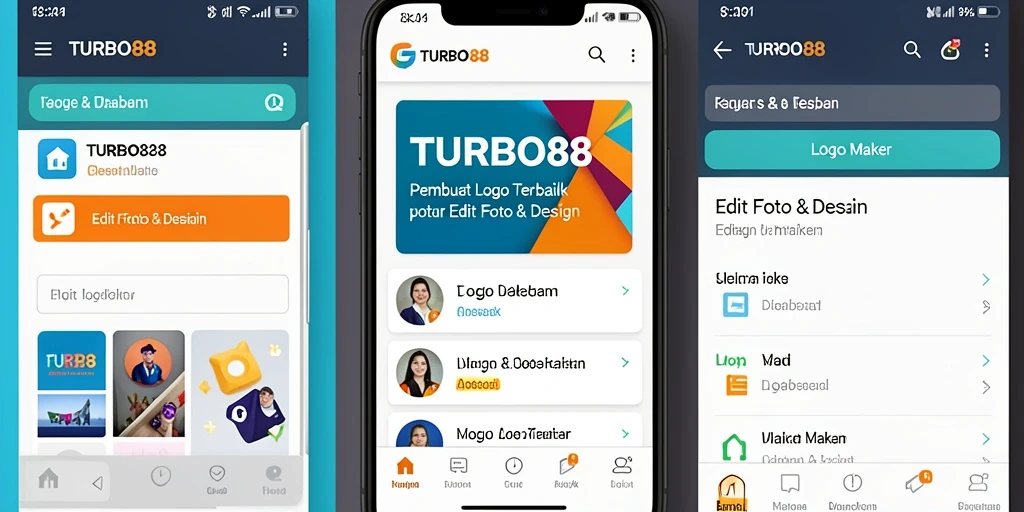 Antarmuka intuitif TURBO88 untuk desain logo profesional.