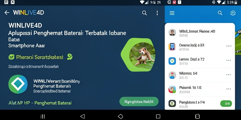 Tampilan antarmuka aplikasi WINLIVE4D untuk penghemat baterai.